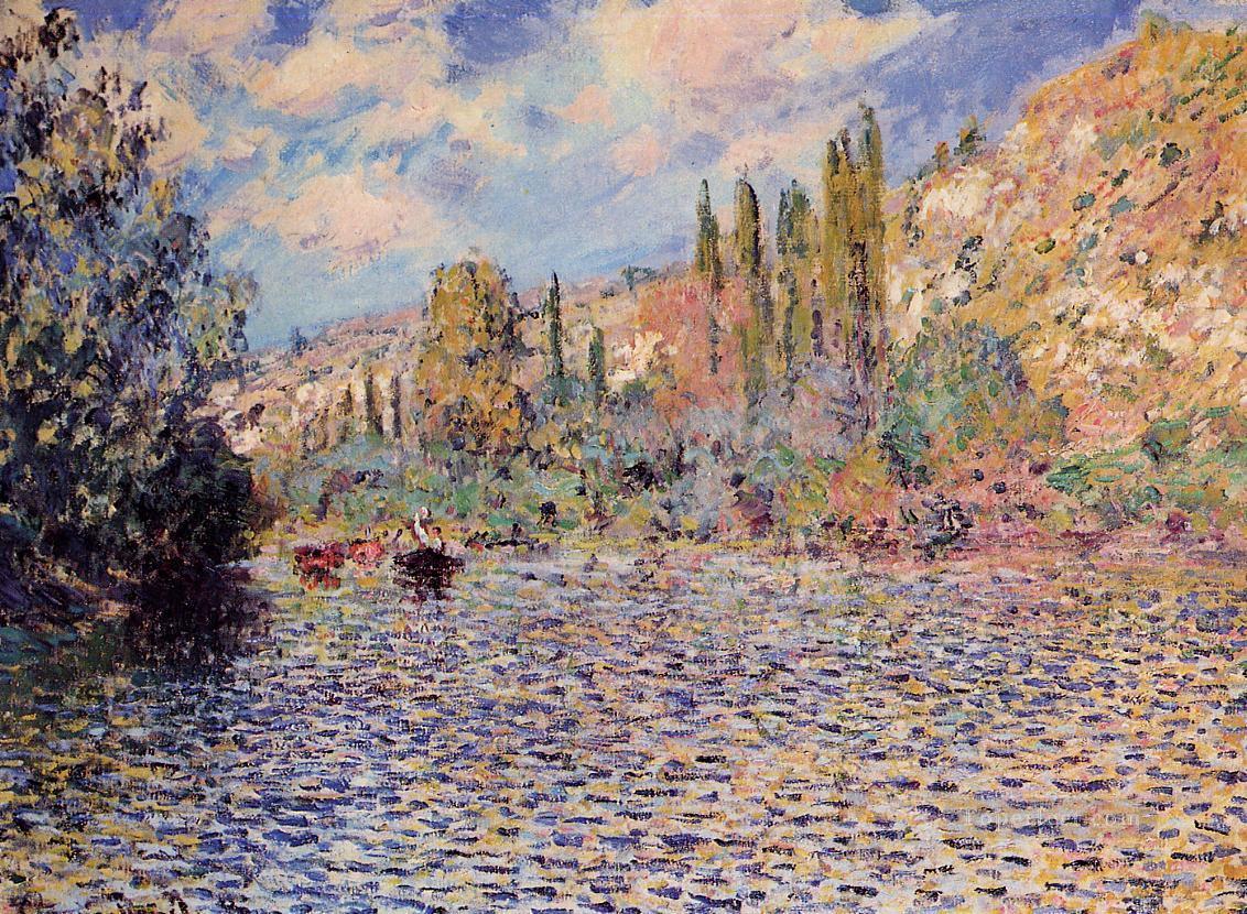 The Seine at Vetheuil Claude Monet 2 Oil Paintings